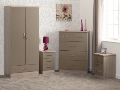 Nevada 2 Door 1 Drawer Wardrobe Bedroom Set