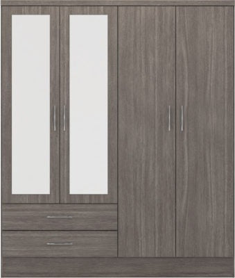 Nevada 4 Door 2 Drawer Mirrored Wardrobe