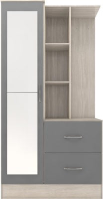 Nevada Mirrored Open Shelf Wardrobe